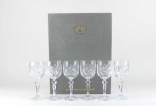 A set of six Bohemia Crystal Czechoslovakian wine glasses, over 24% lead crystal, boxed