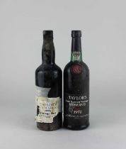 A bottle of Taylor's 1972 Late Bottled Vintage Reserve Port and a bottle of Taylor's Quanta de