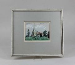 John V Emms (20th century), view of St Mary's Church, Billingshurst, watercolour, signed, verso