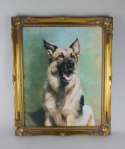 Margot Smith, German Shepherd, 'Sheba', oil on canvas, signed and dated Oct 1989, verso