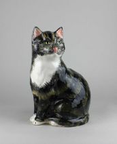 A Babbacombe pottery model of a tabby cat 31cm high