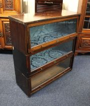 A Lebus three section mahogany glazed bookcase 88cm (a/f)