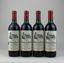 Four bottles of Chateau de Roques Puysseguin St Emilion 1986 red wine 75cl *sold as seen