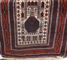 A Turkoman type prayer rug 147cm by 96cm