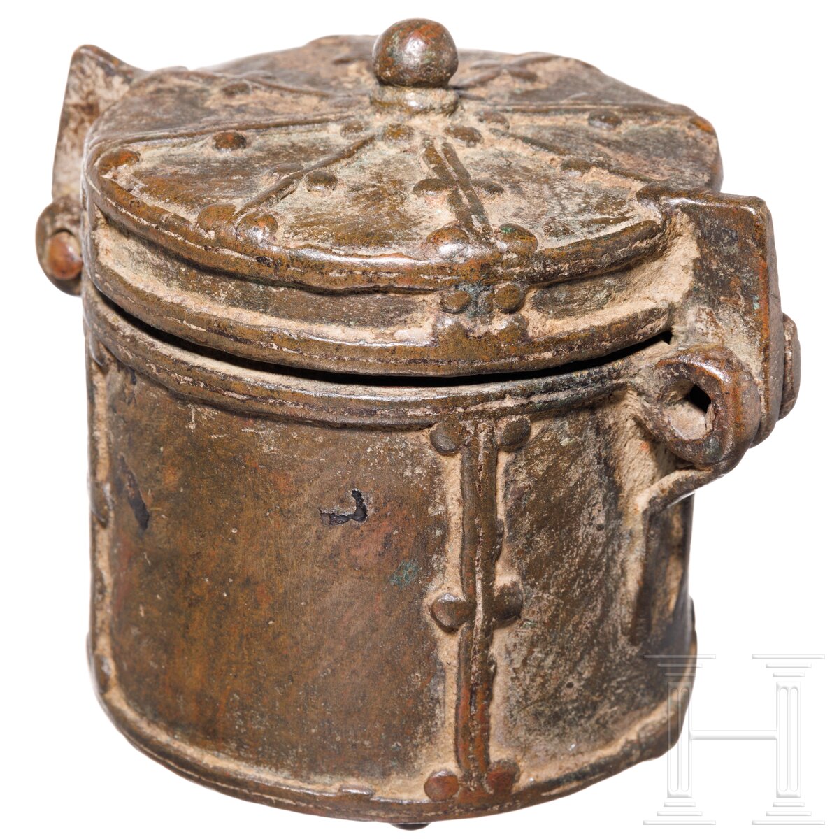 Gotische bronzene Pyxis, Frankreich oder Spanien, 13./14. Jhdt.