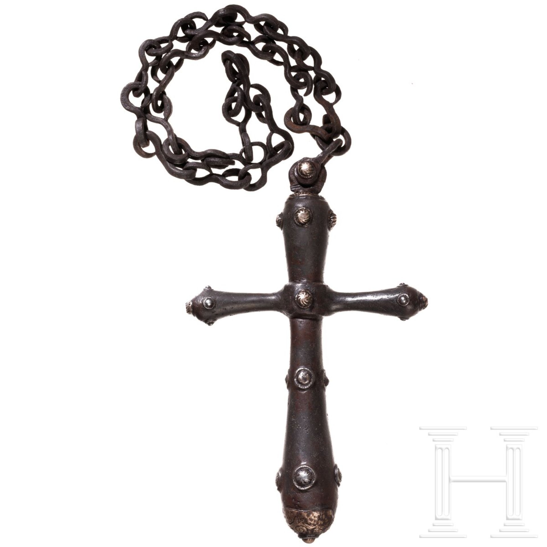 Frühneuzeitliches Kreuz aus Eisen mit silbernen Beschlägen, Südosteuropa, 17. Jhdt. - Image 2 of 2