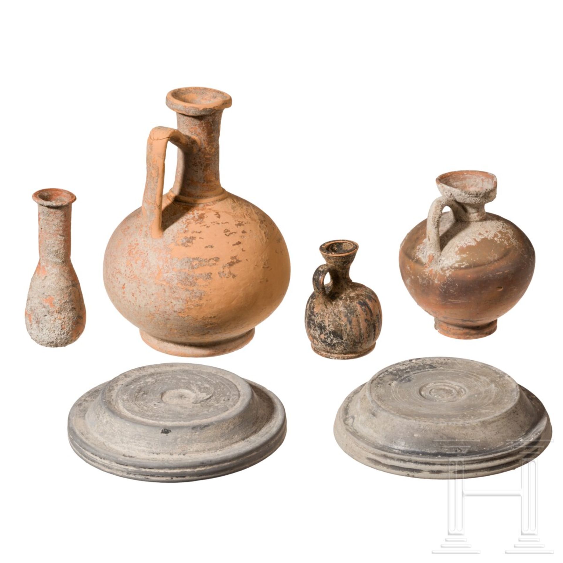 Sechs antike Keramiken, meist römisch, 3. Jhdt. v. - 3. Jhdt. n. Chr. - Image 2 of 2