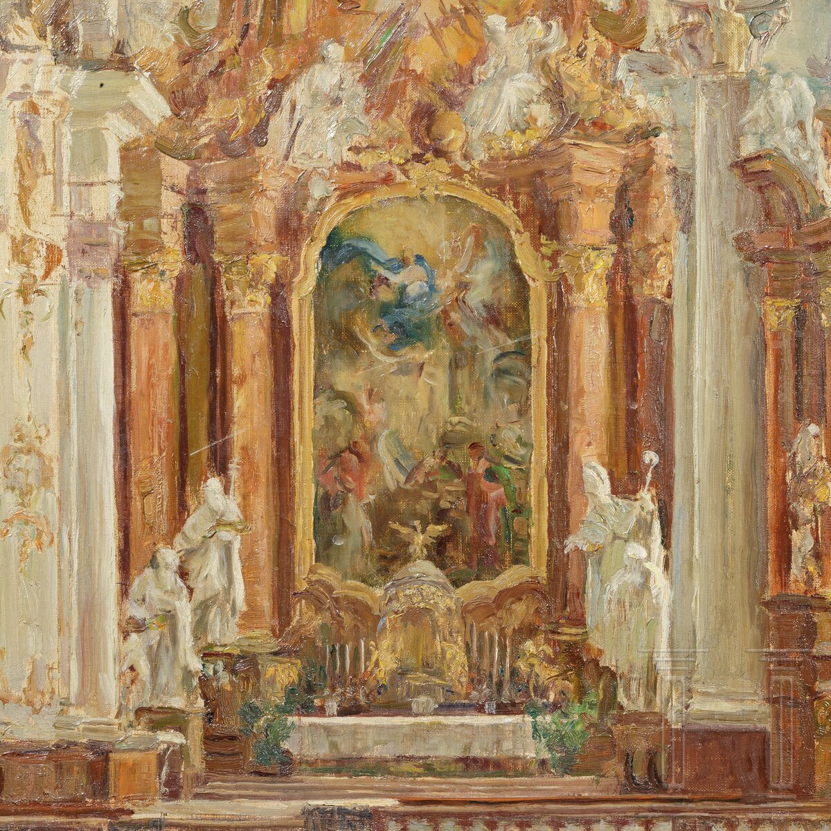 Hans Schilcher (1879 - 1951) - Kircheninterieur - Image 2 of 4