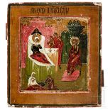 Kleine Ikone mit der Geburt der Gottesmutter, Russland, Anfang 19. Jhdt.