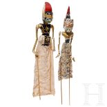 Zwei Wayang-Golek-Marionetten, Indonesien, 20. Jhdt.