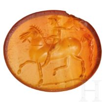 Karneolgemme mit Reiter, griechisch, 4. - 3. Jhdt. v. Chr.