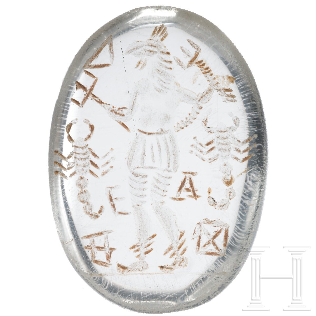 Magische Gemme mit hahnenköpfiger Gottheit aus Bergkristall, römisch, 2. - 3. Jhdt. n. Chr. - Image 2 of 3