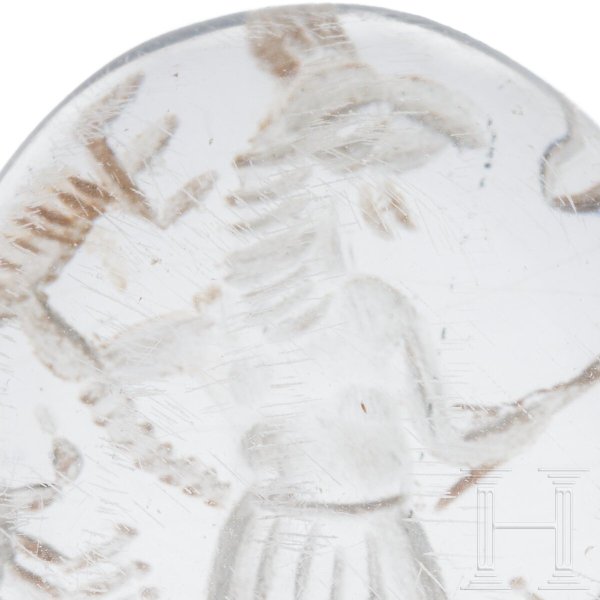 Magische Gemme mit hahnenköpfiger Gottheit aus Bergkristall, römisch, 2. - 3. Jhdt. n. Chr. - Image 3 of 3