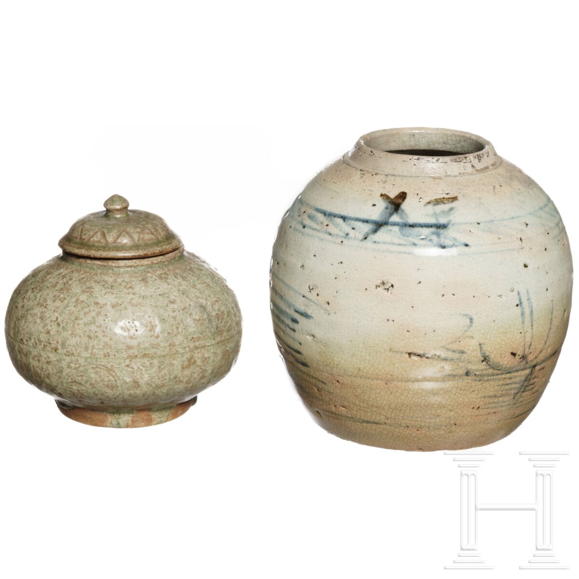 Zwei Chinesische Schiffswrack Keramik-Gefäße, um 1900 - Bild 4 aus 5