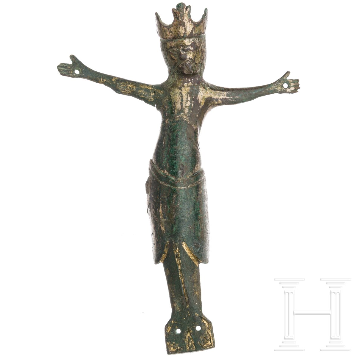 Corpus Christi aus Bronze von einem romanischen Kruzifix, 11. - 12. Jhdt.