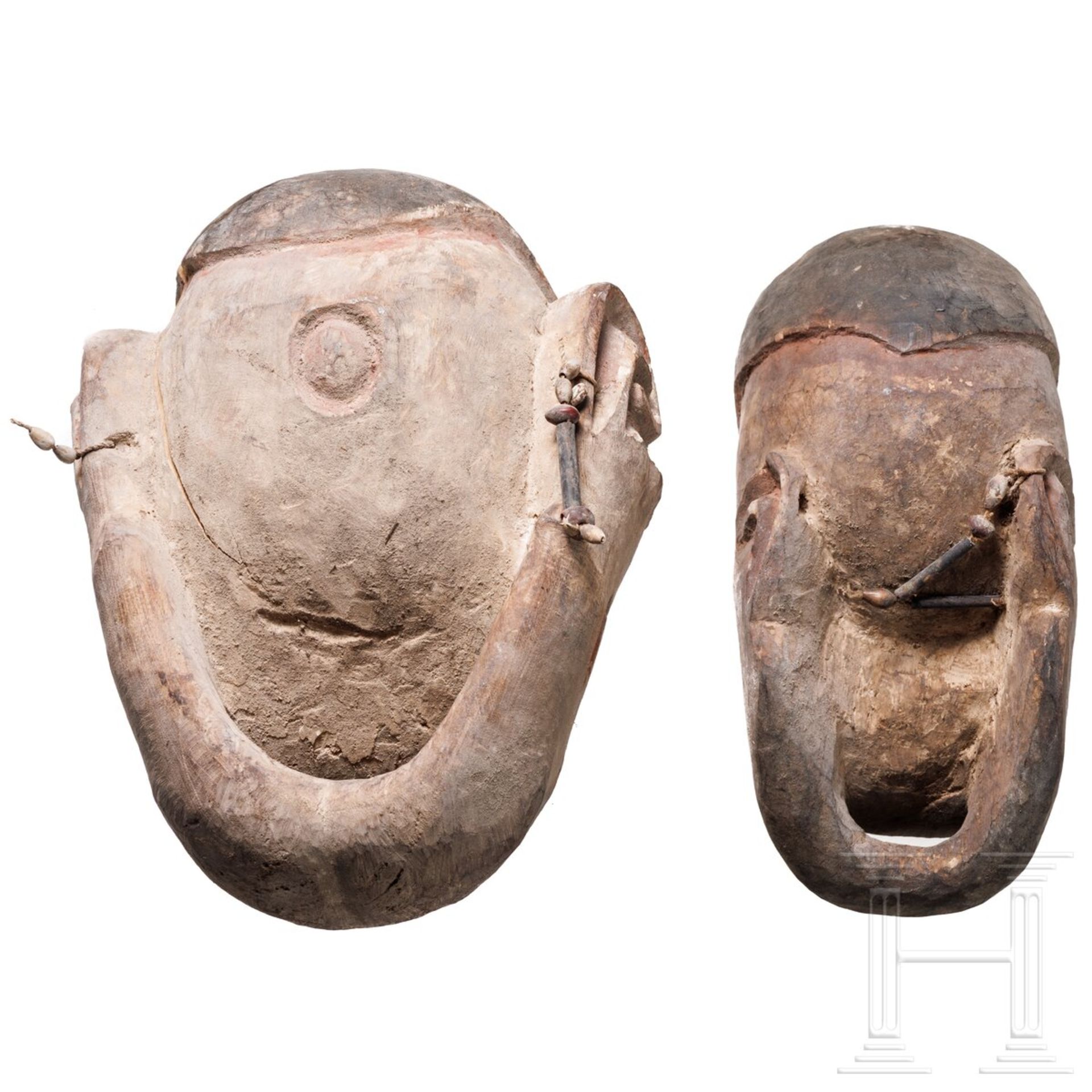 Zwei geschnitzte Ahnenköpfe der Asmat, Papua-Neuguinea - Bild 3 aus 5
