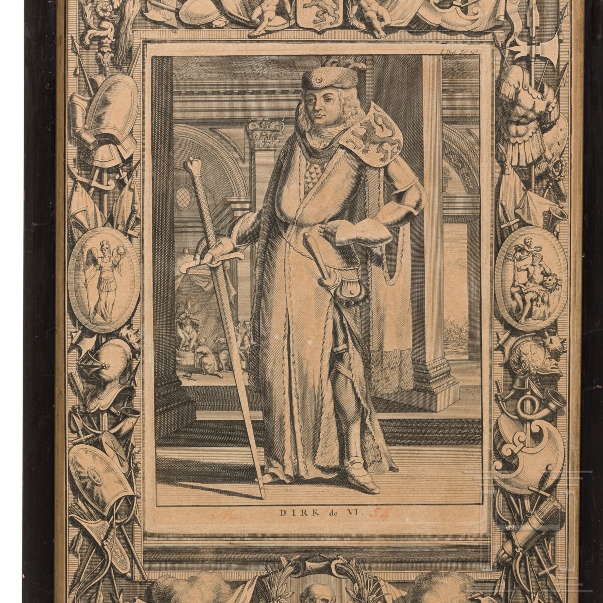 Kleine Sammlung von fünf Kupferstichen mit Schwerpunkt Grafen von Holland, Spilman, um 1750 - Image 3 of 6