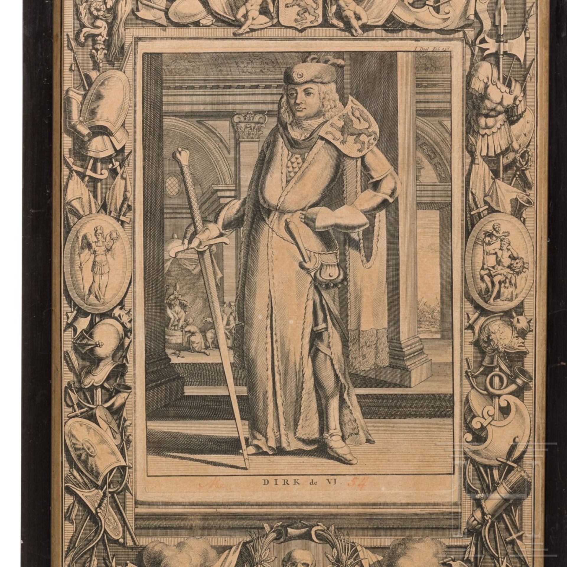 Kleine Sammlung von fünf Kupferstichen mit Schwerpunkt Grafen von Holland, Spilman, um 1750 - Bild 3 aus 6