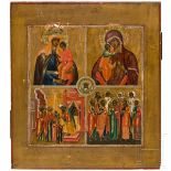 Ikone mit dem Mandylion und vielen Heiligen, Russland, 19. Jhdt.