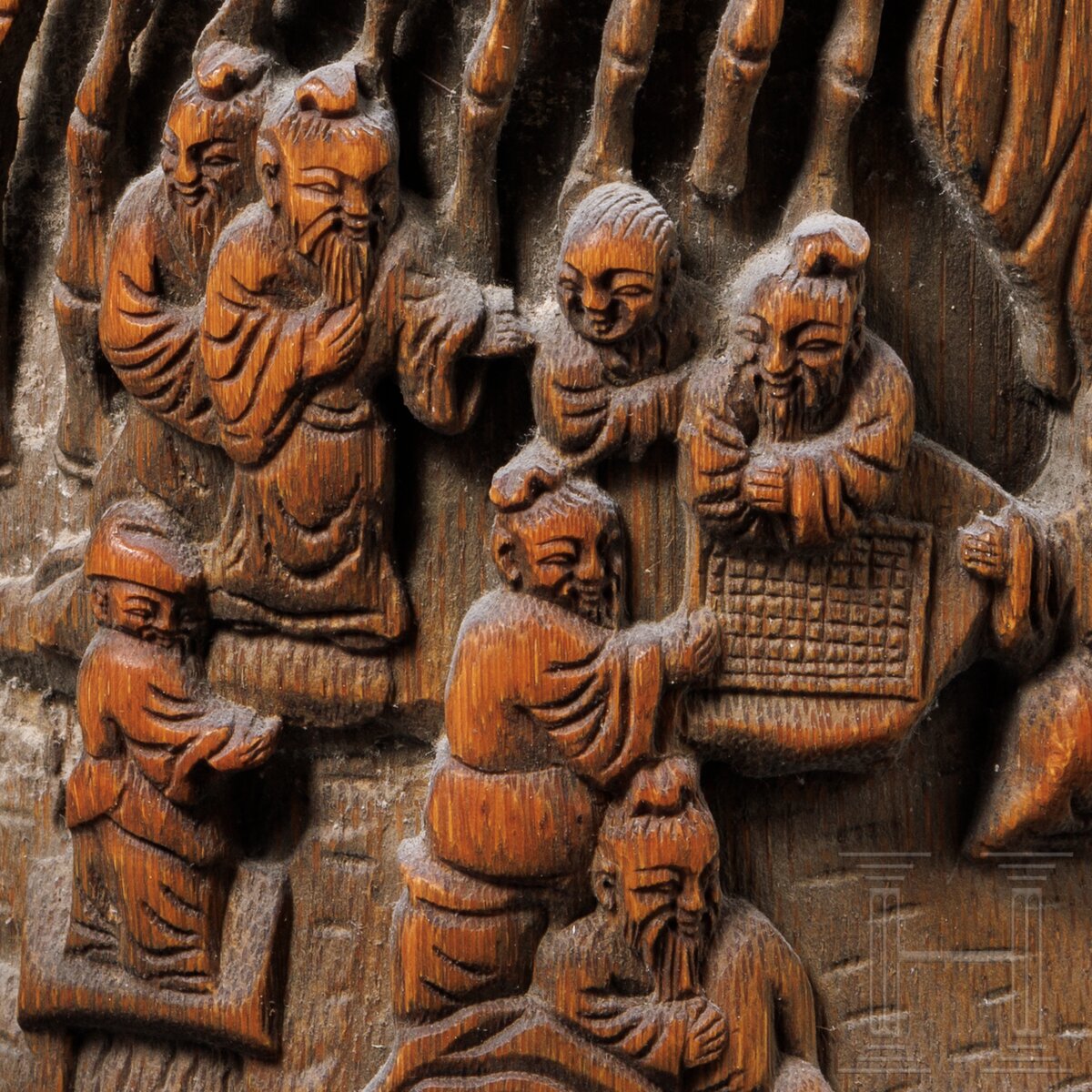 Bambus-Pinseltopf mit Gelehrten, China, wohl späte Qing-Dynastie (1901 - 1911) oder Republik von Chi - Image 6 of 6