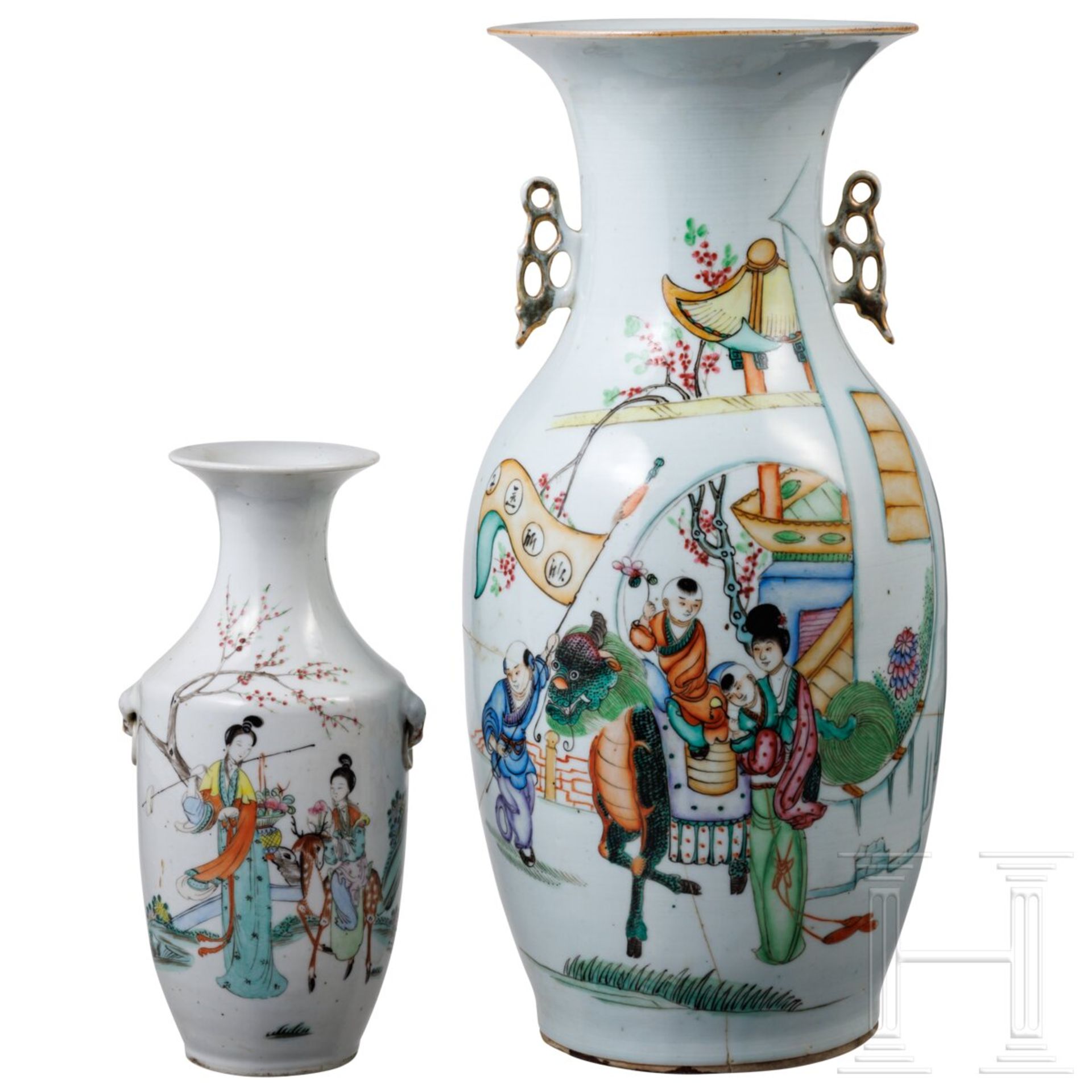 Vier Famille-rose- und Qianjiang-Cai-Vasen, China, wohl späte Qing-Dynastie (1901 - 1911) oder Repub - Bild 3 aus 15