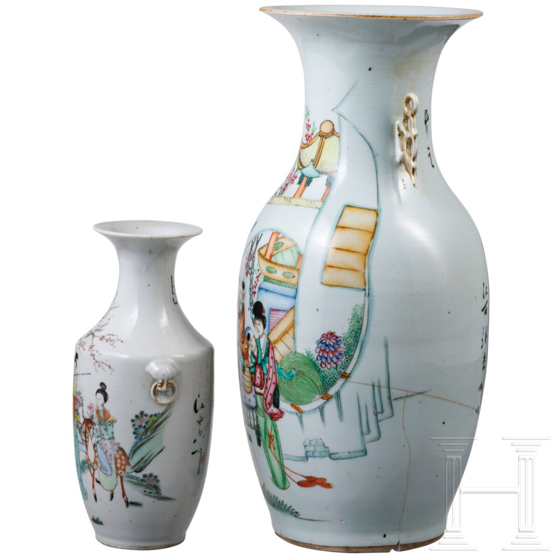 Vier Famille-rose- und Qianjiang-Cai-Vasen, China, wohl späte Qing-Dynastie (1901 - 1911) oder Repub - Bild 4 aus 15