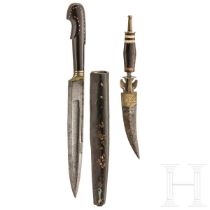 Messer, balkantürkisch, Mitte 19. Jhdt., dazu nordafrikanisches Messer
