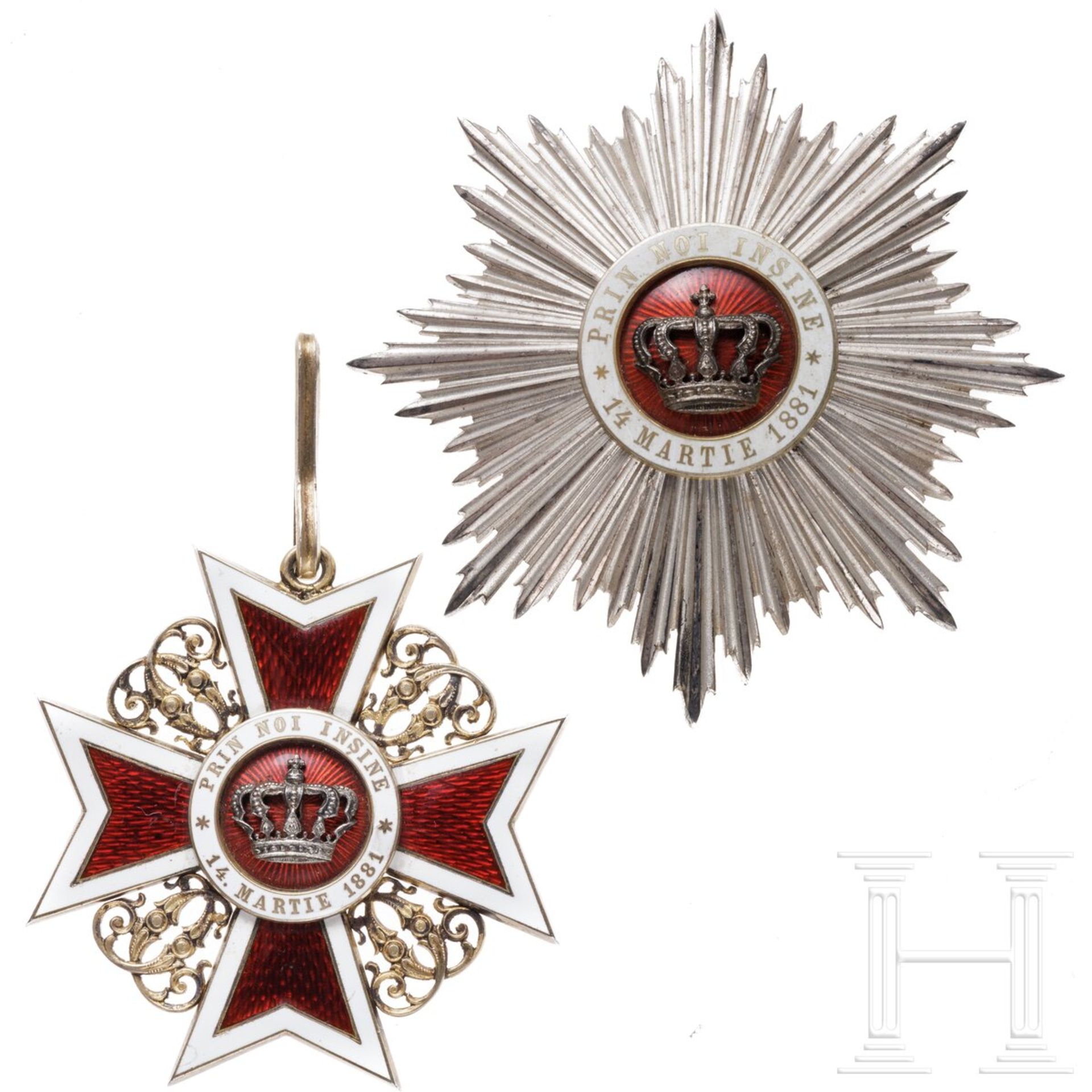 Orden der Krone von Rumänien - Bruststern und Halsdekoration zum Großoffizier, 1881 - 1932  - Bild 2 aus 5