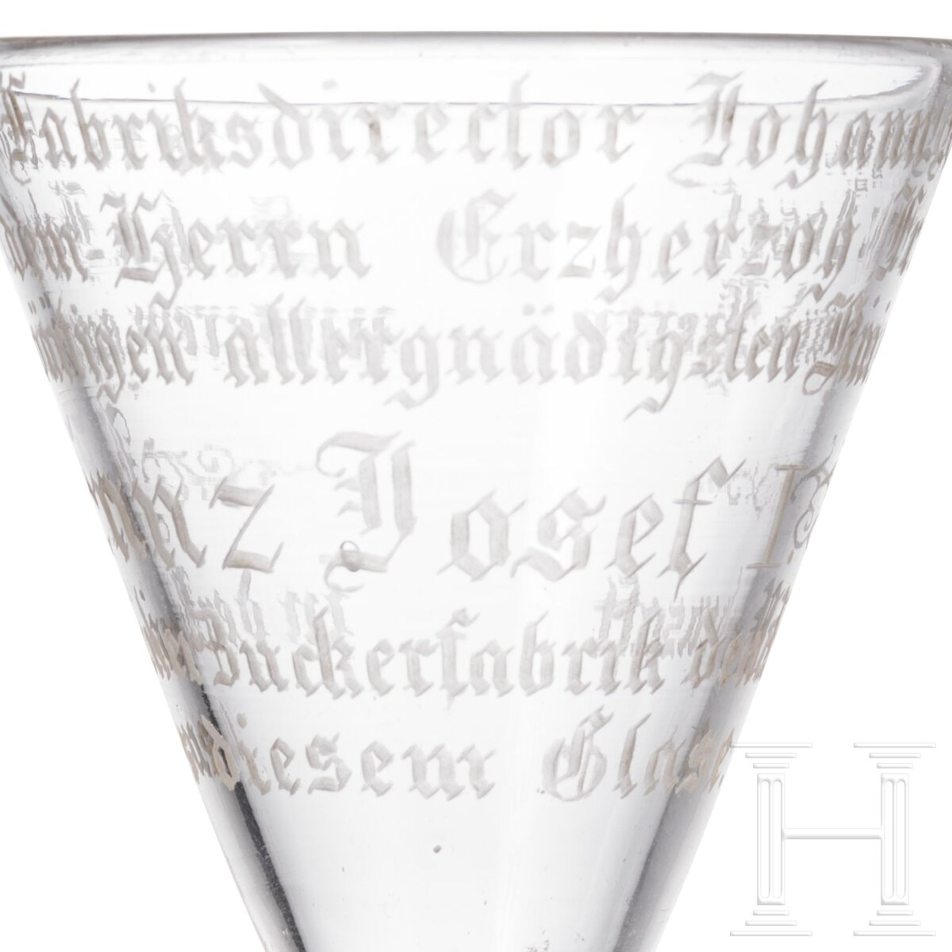 Kaiser Franz Joseph I. - Likörglas mit Geschenkinschrift, datiert 1847 - Bild 4 aus 4
