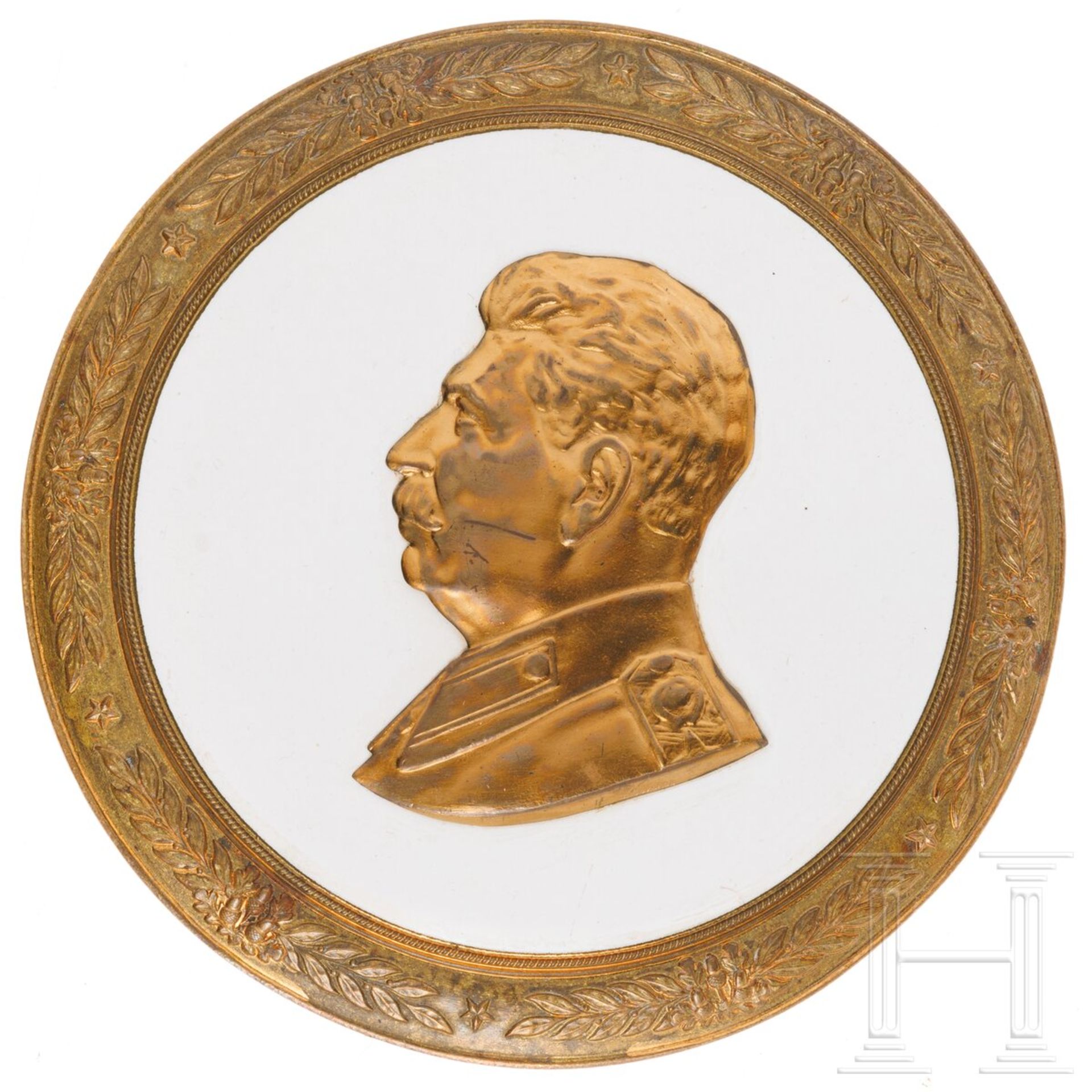 Plakette aus Bronze mit Portrait von Josef Stalin, Sowjetunion, um 1950-60