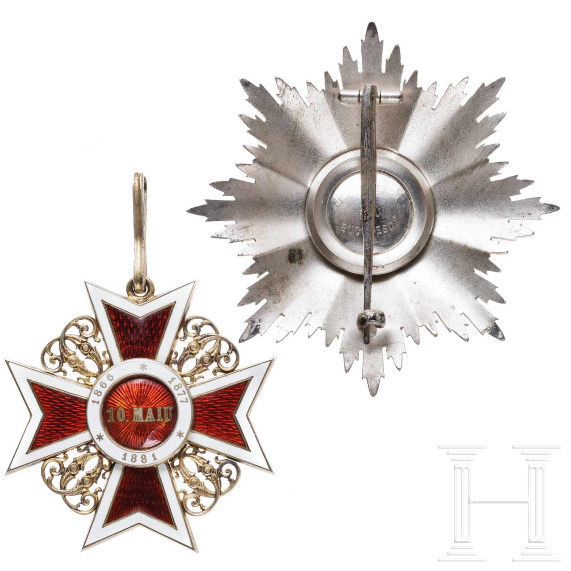 Orden der Krone von Rumänien - Bruststern und Halsdekoration zum Großoffizier, 1881 - 1932  - Bild 3 aus 5