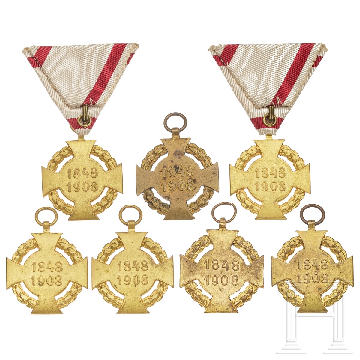 Sieben Jubiläums-Militärkreuze 1848 - 1908 und Bänder - Image 2 of 5