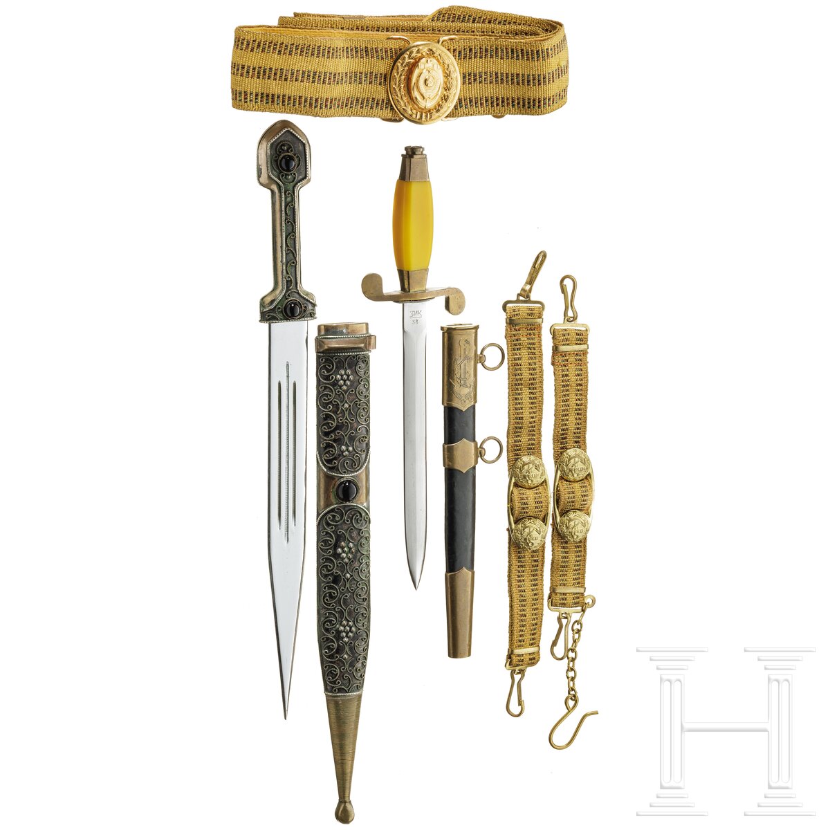 Dolch für Offiziere der Marine, komplett mit Gehänge und Gürtel für Generäle, Sowjetunion, datiert 1