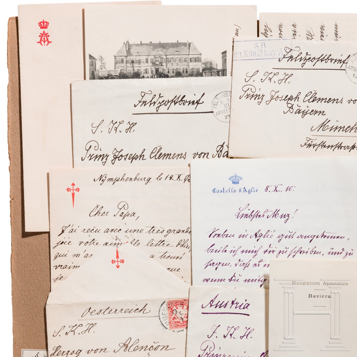 Prinz Alfons von Bayern (1862-1933) – vier eigenhändige Briefe 1892-1915 sowie drei Fotos des Prinze - Image 2 of 4