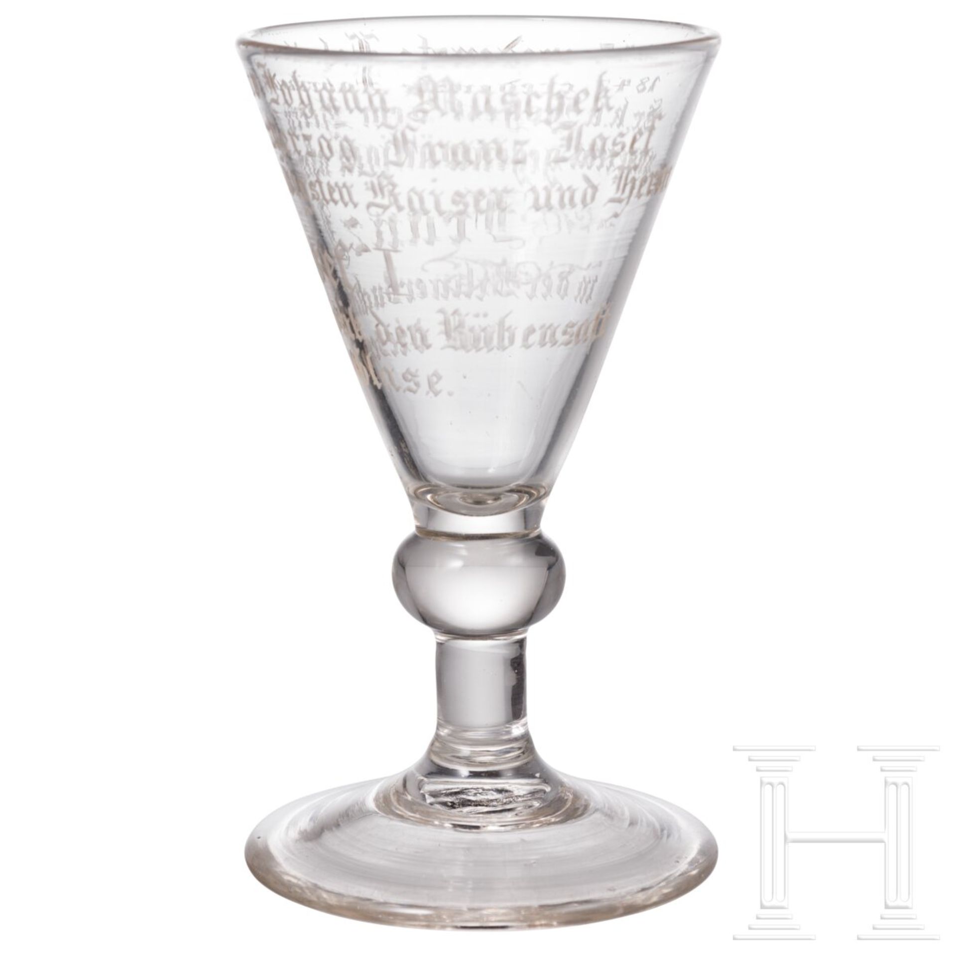 Kaiser Franz Joseph I. - Likörglas mit Geschenkinschrift, datiert 1847 - Bild 3 aus 4