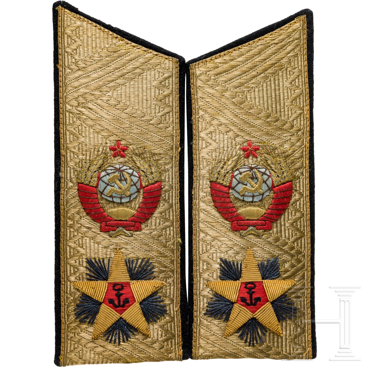 Ein Paar Schulterstücke zur Paradeuniform eines Admirals der Flotte, Sowjetunion, ab 1989