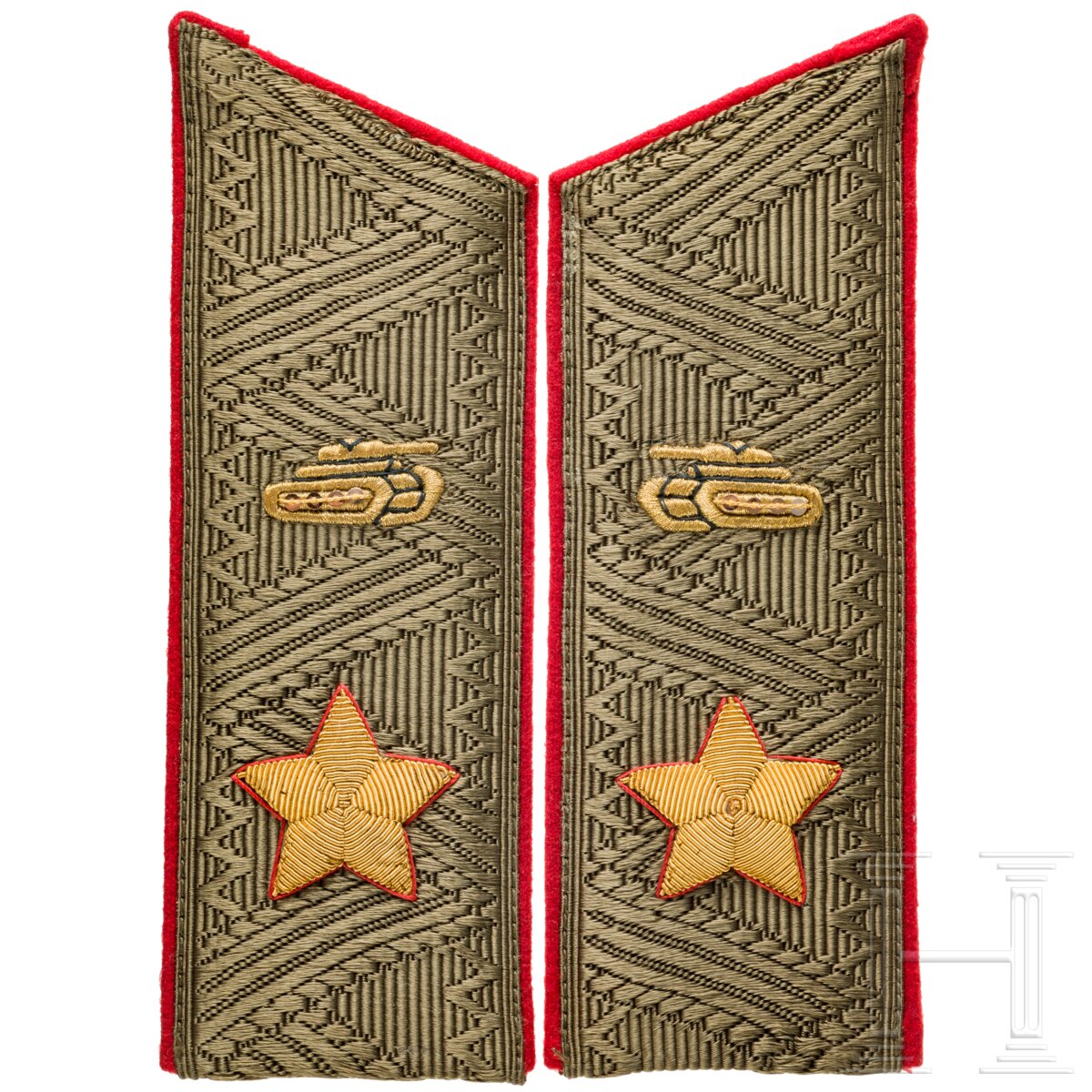 Ein Paar Schulterstücke zur Dienstuniform eines Marschalls der Panzertruppen, Sowjetunion, ab 1989