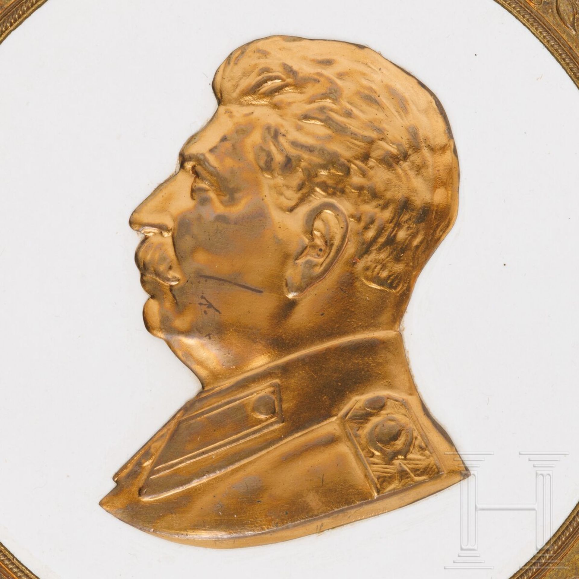 Plakette aus Bronze mit Portrait von Josef Stalin, Sowjetunion, um 1950-60 - Image 3 of 3