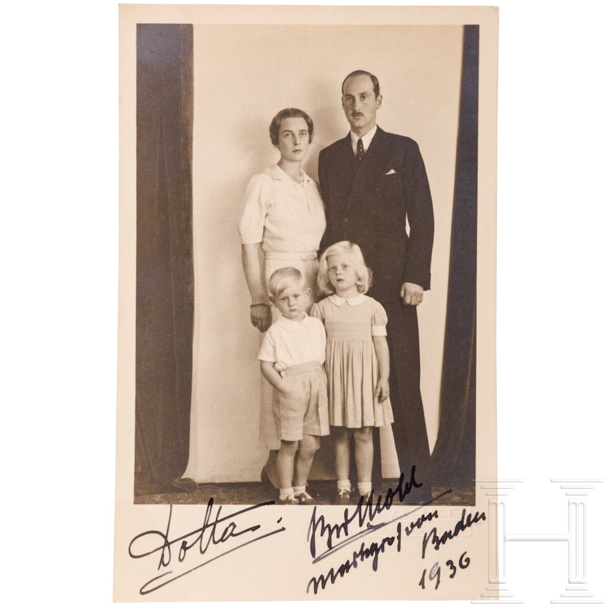 Markgraf Berthold von Baden und Prinzessin Theodora von Griechenland - gemeinsam signierte Fotopostk