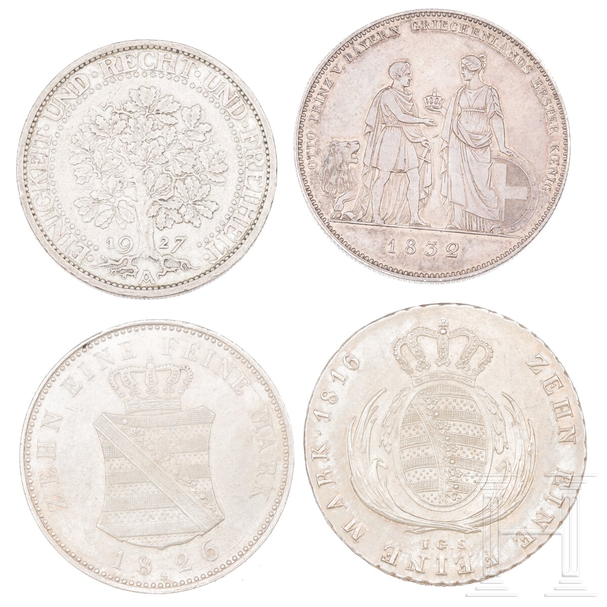 Vier Silbermünzen, Sachsen, Bayern und Weimarer Republik - Image 2 of 2