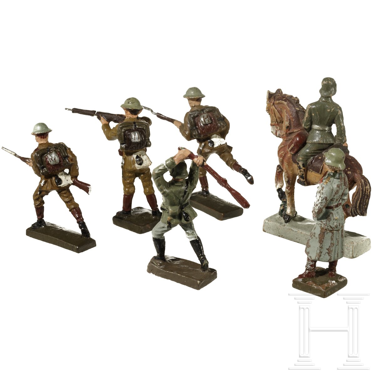 15 englische und deutsche Elastolin- und Lineol-Soldaten sowie eine Blechflagge - Image 3 of 7