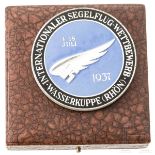 Plakette zum Segelflugwettbewerb 1937 im Etui