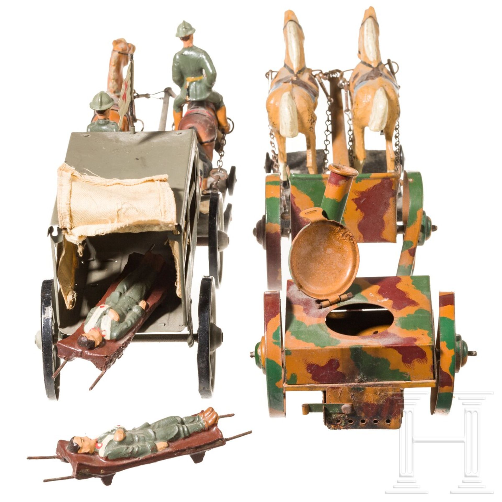 Lineol Sanitätswagen-Gespann 160/K2 mit vier italienischen Soldaten sowie Göso Feldküchengespann - Bild 3 aus 8
