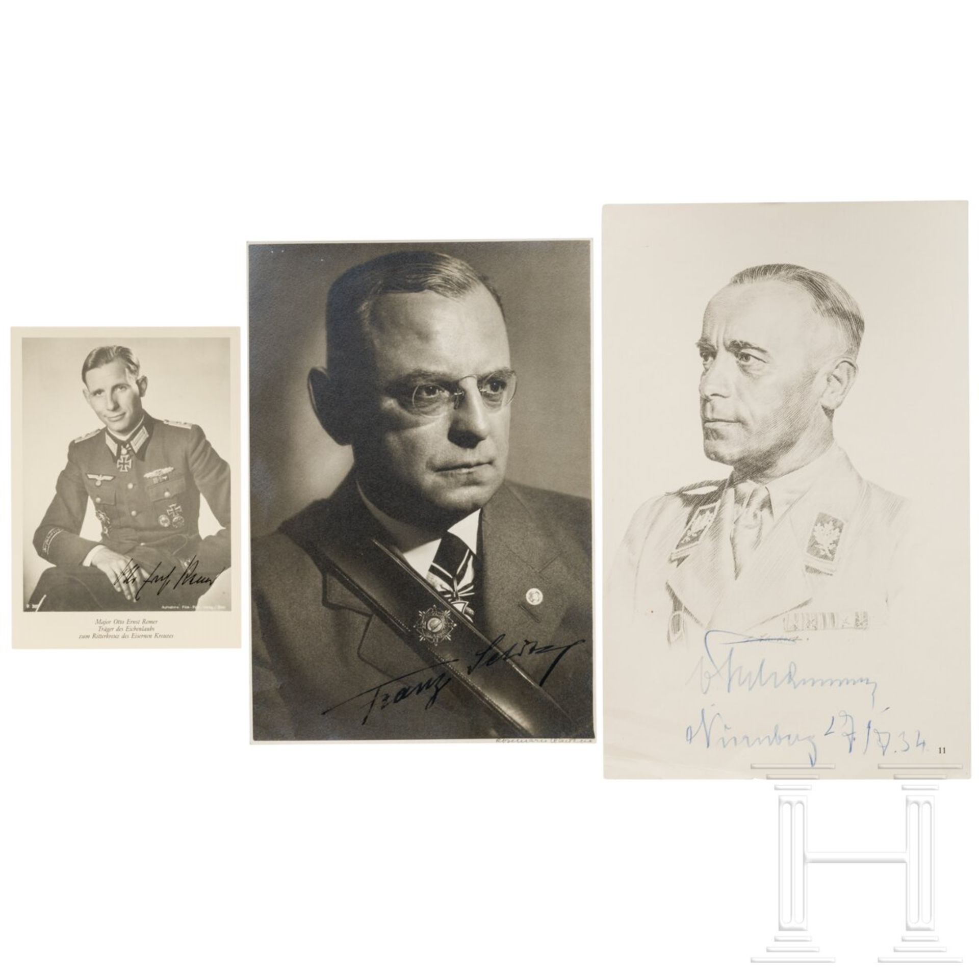 Hans von Tschammer und Osten, Franz Seldte und Otto Ernst Remer - drei Autographen