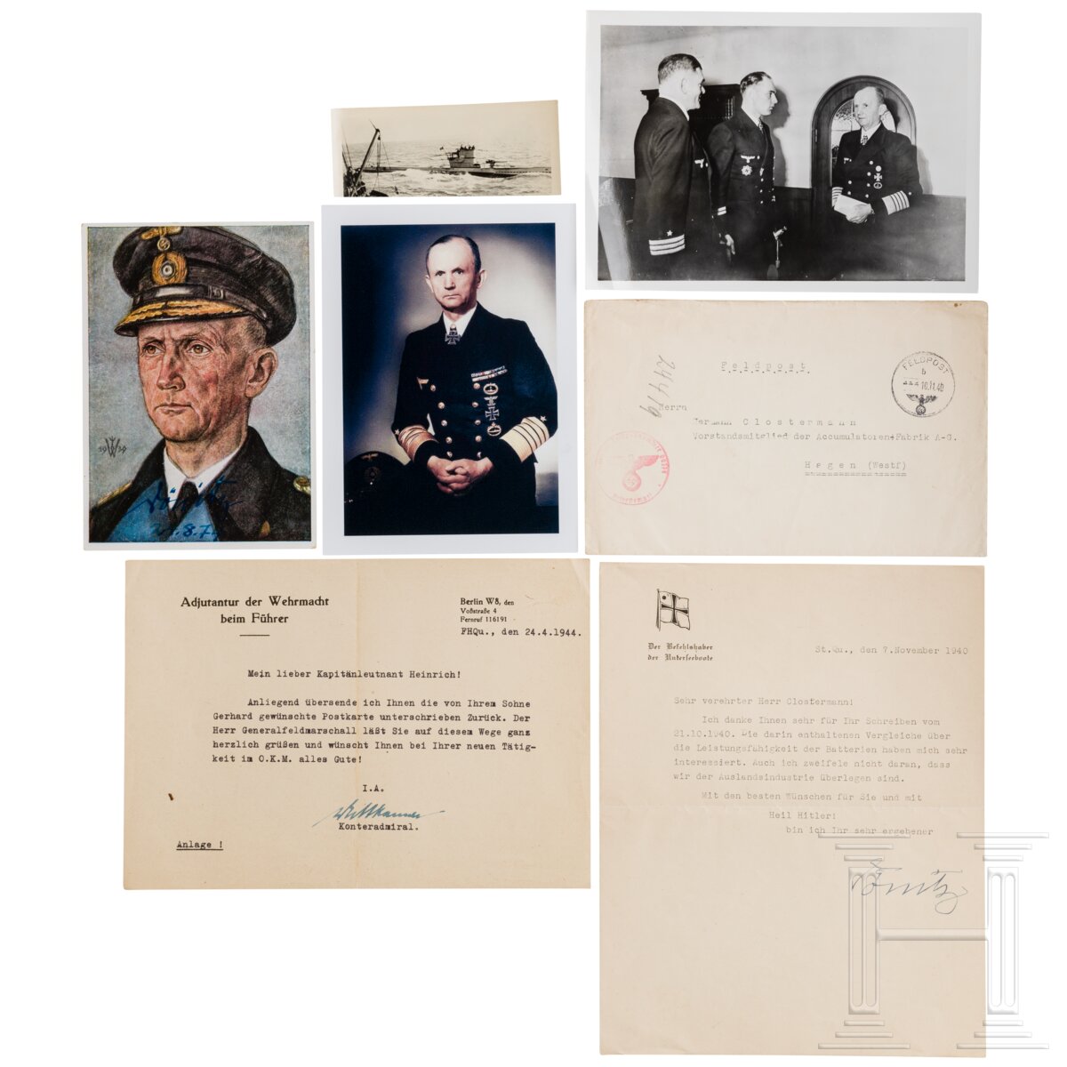 Großadmiral Karl Dönitz und Konteradmiral Karl-Jesko von Puttkamer - Autographen