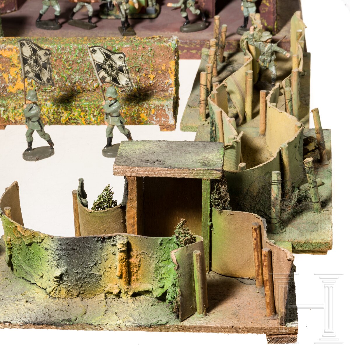 Große Bunkeranlage mit Laufgräben, 15 Elastolin und Lineol Soldaten sowie ein TippCo Langrohrgeschüt - Image 5 of 10