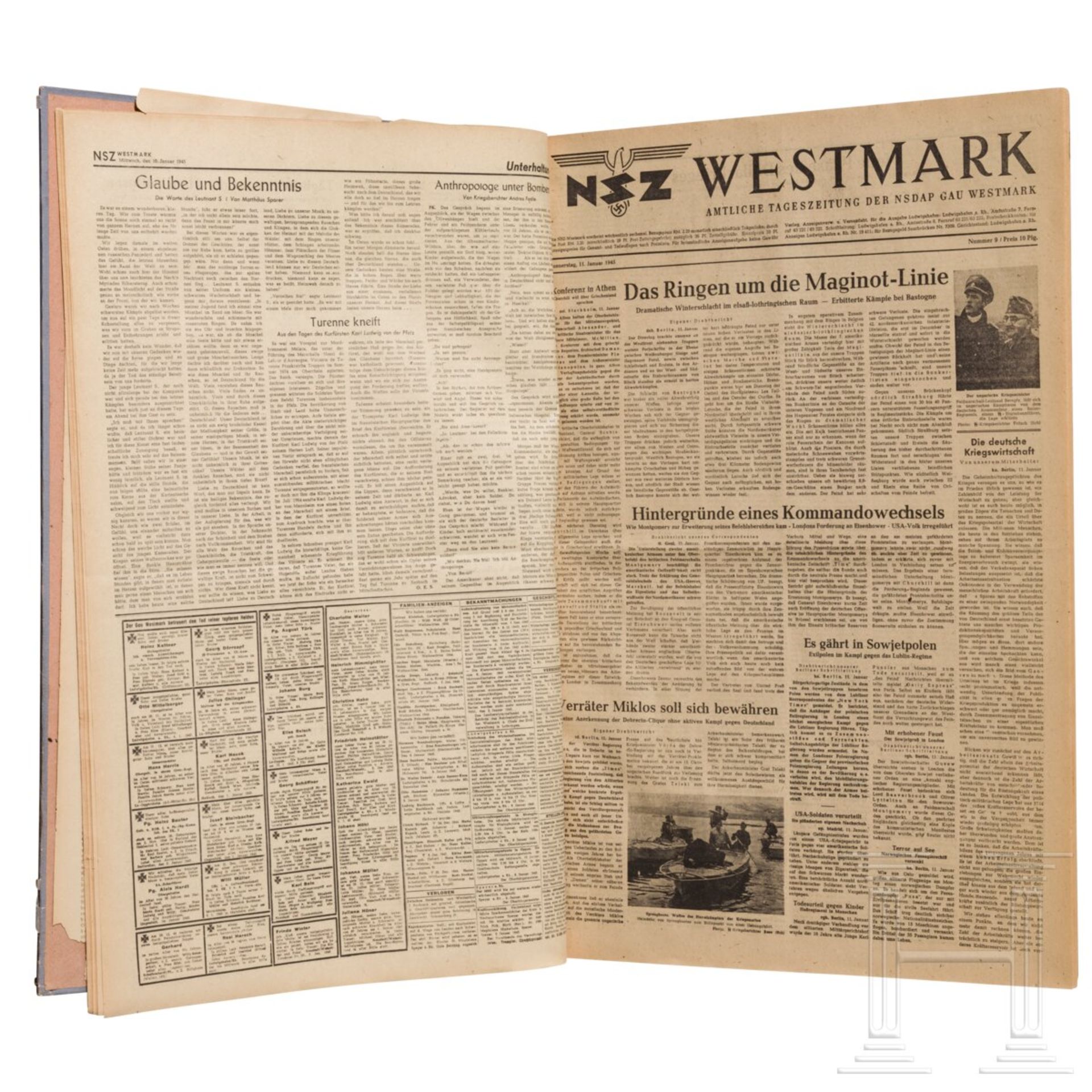 Die letzten Ausgaben der Zeitung "NSZ Westmark" aus dem Jahr 1945 - Image 2 of 6