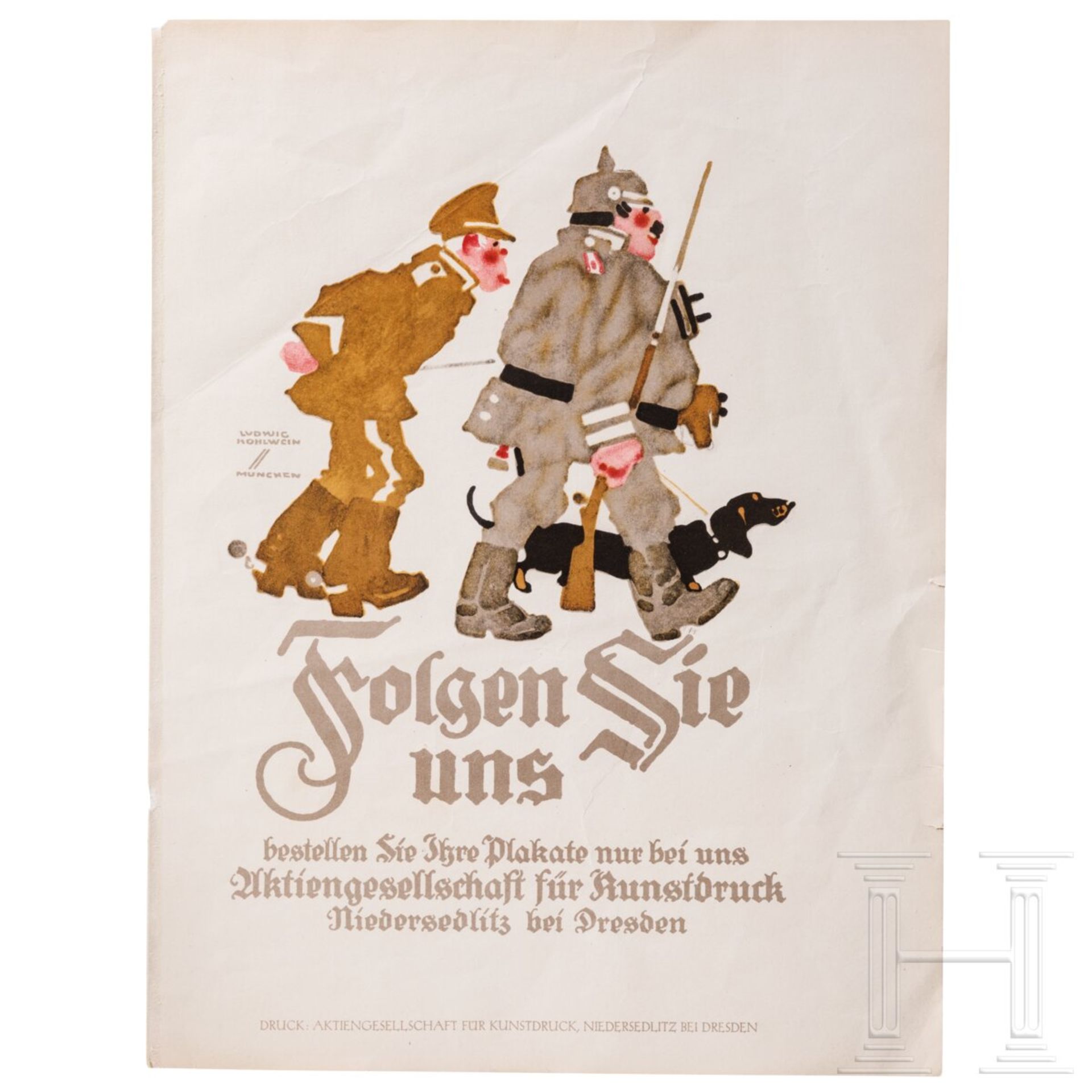 Ludwig Hohlwein (1874 - 1949) - Werbeplakat "Folgen Sie uns" für die Aktiengesellschaft für Kunstdru