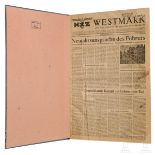 Die letzten Ausgaben der Zeitung "NSZ Westmark" aus dem Jahr 1945