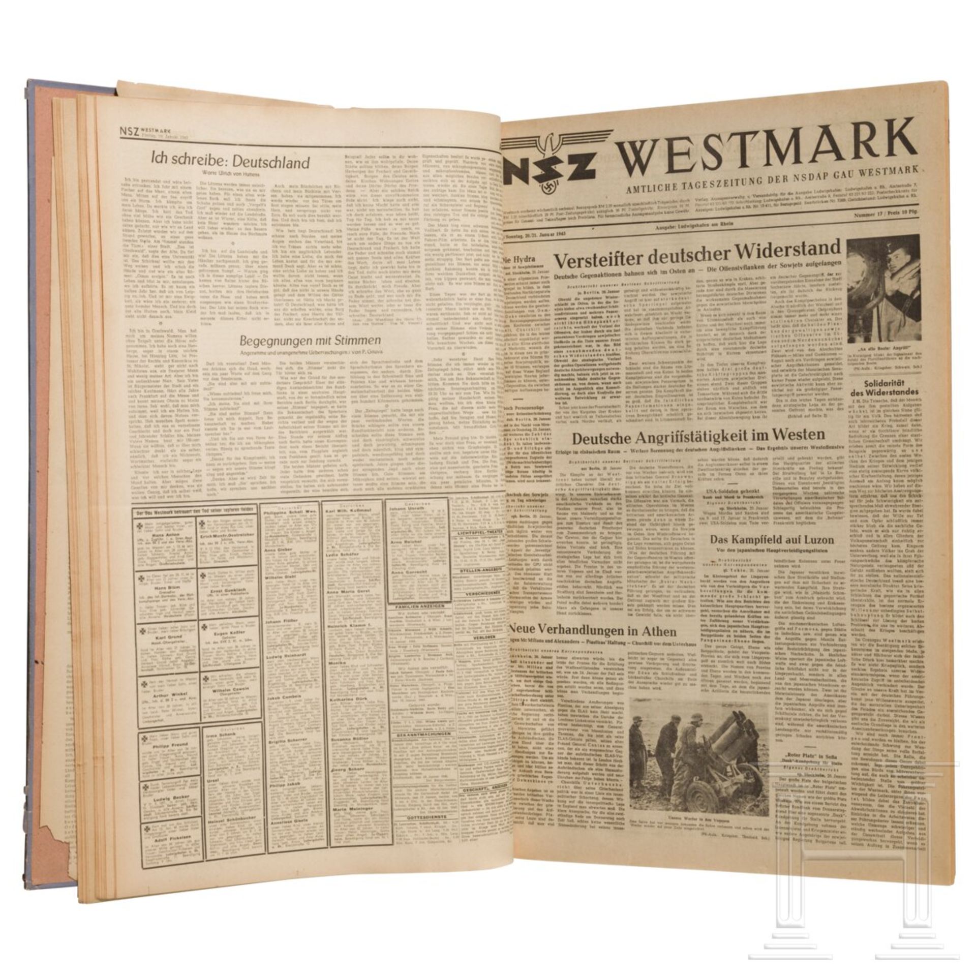 Die letzten Ausgaben der Zeitung "NSZ Westmark" aus dem Jahr 1945 - Image 3 of 6